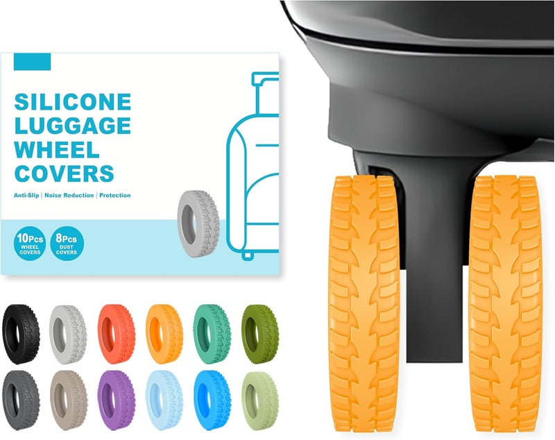 Kozuri 10-Pack Upgrade Luggage Wheel Covers, Silicone Protective Covers for 2-2.4" Suitcases Spinner Wheel, Wear-Resistant, Anti-Noise, Thickened Protector, Travel Accessories (Orange) - Image 1